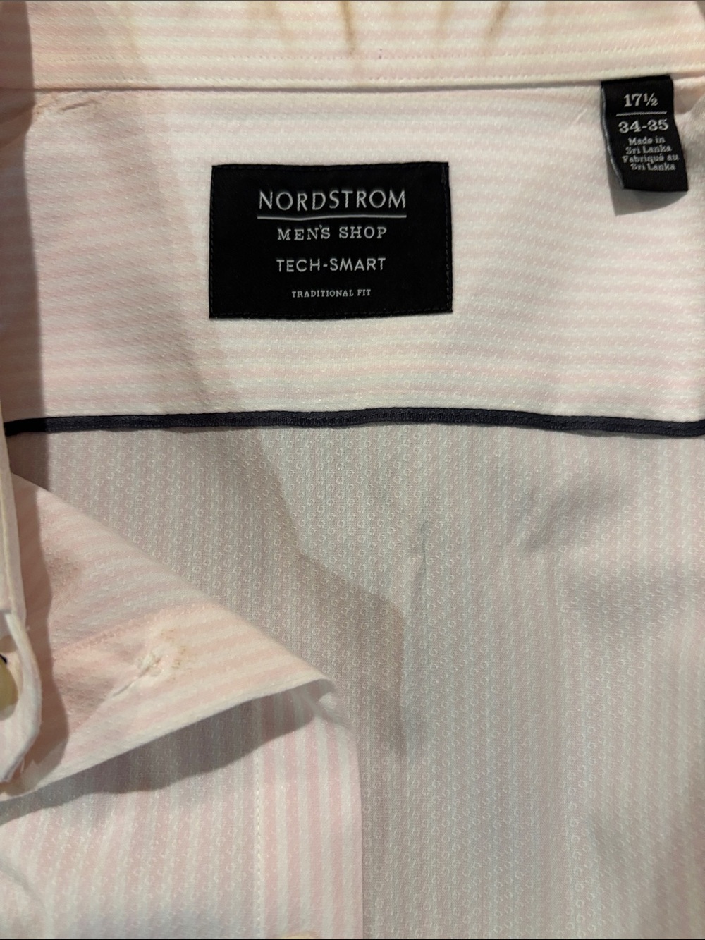 Nordstrom Men's Shop Light Pink Stripe Tech-Smart Dress Shirt